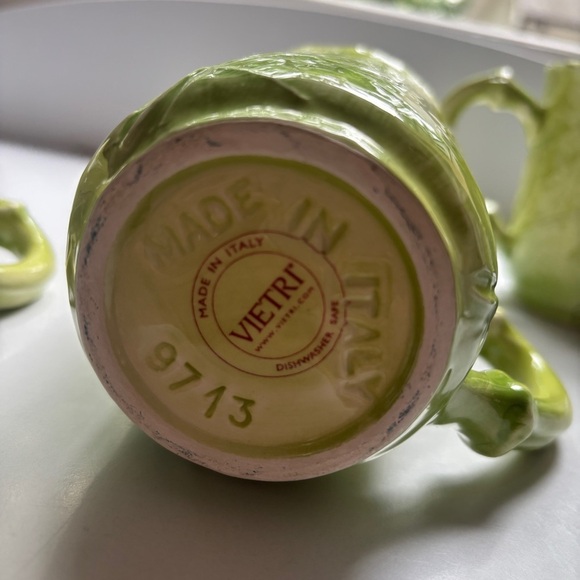 Vietri‎ Set of 4 Green Cabbage Mugs Vintage Made in Italy Hard to Find 9713 - Picture 7 of 13